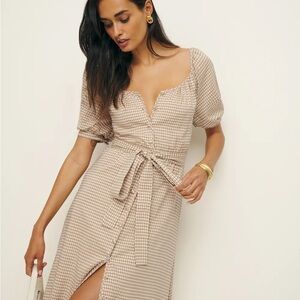 Reformation ronald dress Midi Sundress with Puff Sleeves